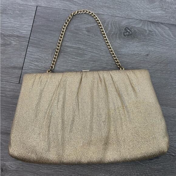 Vintage - formal Clutch- gold- some staining - metallic- chain- purse - Picture 7 of 9
